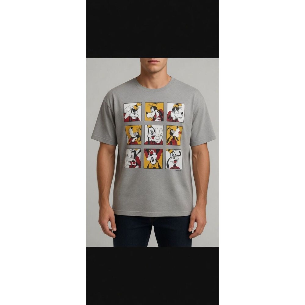 Disney Goofy Graphic T Shirt Gray Unisex Cartoon Tee Casual Top Size XL